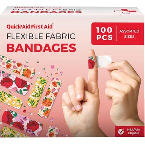 Variety Pack 100 Count Flower Bandages Fun Floral Prints, Adhesion Soft Breathable, Bandages for Minor Cuts Scrapes, First Aid Supplies for Kids Adults