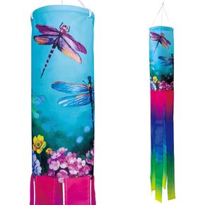 Floral Dragonfly Windsock 40 Inch Durable Outdoor Hanging Decoration for Yard Garden Patio Home and More