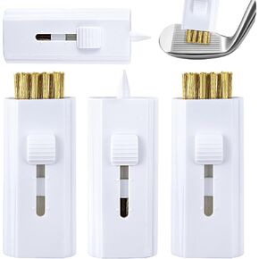 Golf Club Cleaner Brush, Double Side Wire Brush Groove Cleaner, Mini Pocket Retractable Cleaning Tool