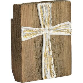 Mud Pie Gold Christmas Plaque, Cross, 5" x 4"