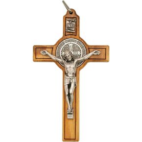 Saint Benedict Medal Crucifix | Patron Saint of Students and Europe | Includes Case and Cord | Great Catholic Gift for First Holy Communion and Confirmation