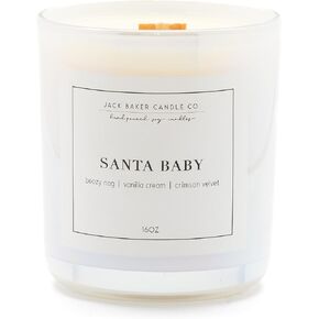 Jack Baker Candle Co. Santa Baby Candle, Made with Soy Wax and Essential Oils, Boozy Nog, Vanilla Cream, Crimson Velvet Fragrance, 16 oz.