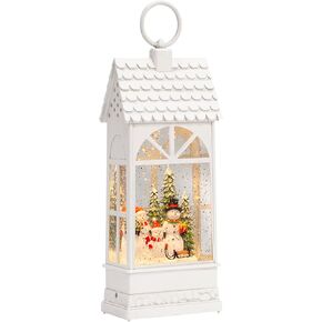 Easter White Womens or Mens Bday Present: Xmas Electronic Snow Globe Lantern Musical: 12.3" Christmas Home Church Decorations Indoor: Battery or USB Powered Light(ed) Up, for Snowman Kids Family