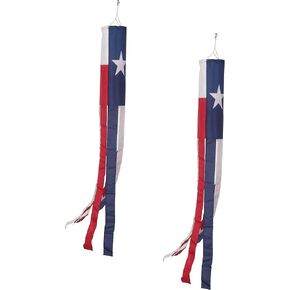 Texas Flag WindSock US State Flags 2 Pack Stripes Wind Socks for Yard and State Party Flag, 60 inch