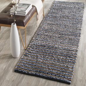 SAFAVIEH Cape Cod Collection Runner Rug - 2'3" x 8', Blue, Handmade Flat Weave Braided Cotton & Jute, Ideal for High Traffic Areas in Living Room, Bedroom (CAP365A) in Saudi Arabia