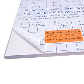 Polycarbonate Clear Plastic Sheet 24" X 48" X 0.472" (1/2") Exact with EasyRuler Film, Shatter Resistant, Easier to Cut, Bend, Mold Than Plexiglass. Window Panel, Hobby, Home, DIY, Industrial, Crafts