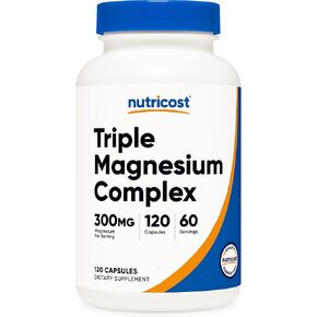 Nutricost Triple Magnesium Complex (300mg Magnesium, 120 Capsules) - Magnesium from Di-Magnesium Malate, Magnesium Bisglycinate, and Magnesium Citrate, 60 Servings