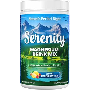 Nature’s Perfect Night | Serenity Magnesium Drink Mix Powder | Anti-Stress | Gluten Free | Vegan | Non-GMO | Sugar-Free | Supports Relaxation, Sleep, Heart, Bone, and Nerve Health | 15 oz