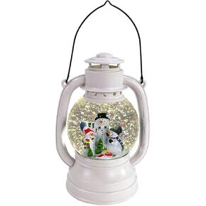 فانوس Alpine Corporation مقاس 8 بوصات ارتفاعًا للثلج الأبيض لعيد الميلاد مع ضوء LED أبيض دافئ in Kuwait