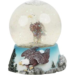 Resin Bald Eagle Snow Globe, Displays Sparkling Glitter Snow with Shake, Iconic American Symbol