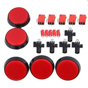 BQLZR Arcade Push Buttons Arcade Button Video Game Player Power Switch Button 60mm Dia Big Round LED Push Button for Arcade Machine Video Games Part,DC12V Mounting Hole Diameter 24mm