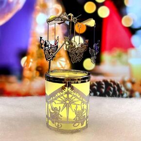 iLaJao الروتاري ضوء الشاي كاروسيل الملاك حاملات الشموع الدوارة الغزل Tealight حوامل عيد الميلاد الديكور لطاولة المركزية هدية لأمي المرأة زوجة عيد ميلاد - 6 ¼ بوصة طويل القامة (الأيائل الشمال)