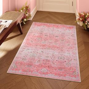Lahome Boho Area Rug, 5x7 Living Room Area Rug Boho Rugs for Bedroom Aesthetic Soft Large Floral Rug, Machine Washable Rugs 5x7 Non Slip Non Shedding Indoor Carpet for Living Dining Room
