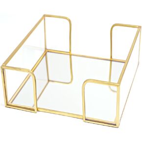 Napkin Holder for Table,Glass Napkin Holders for Kitchen,Flat Napkin Holders for Paper Napkins,Stylish Gold Luncheon Napkin Holder Suitable for Kitchen Dining Table Party Bar Decor