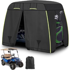 Upgraded 600D Oxford 2/2+2/4 Passenger Golf Cart Cover Fits EZGO, Club Car, Yamaha Golf Carts with Safe Reflective Strips, All Weather Protection/Waterproof/Snowproof/Windproof/Sunproof