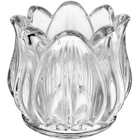Glass Tulip Flower Candle Holder Clear Tealight Votive Candle Holder Cup Crystal Candlestick Holder Candle Centerpieces for Christmas Wedding Party