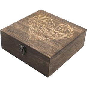 Wooden Memory Keepsake Boxes With Hinged Lids, Floral Heart Engraved Keepsake Boxes, Decorative Storage Box Wooden Gift Box, Memory Box for Keepsakes for Wedding Memory Birthday Valentines Day