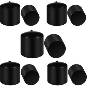10 Pcs 2" Inch (50mm) Round Rubber Plugs for Holes, Flexible Black Rubber End Caps, Hardware Plugs, Metal Tubing Post Rubber Cover Protective End Caps for Furniture