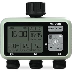 VEVOR Sprinkler Timer WiFi Water Timer, 2 Outlets, Smart Hose Faucet Water Timer with Brass Inlet, APP Remote Control via 2.4Ghz WiFi or Bluetooth, Voice Control, IPX6 for Garden, Yard Watering