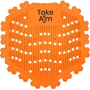 Take Aim Urinal Screen Deodorizer Orange Scent [10 Pack], Anti-Splash & Odor Freshener Urinal Deodorizer, Urinal Screen for Offices, Restaurants, and School Restrooms, Urinal Cake Alternative