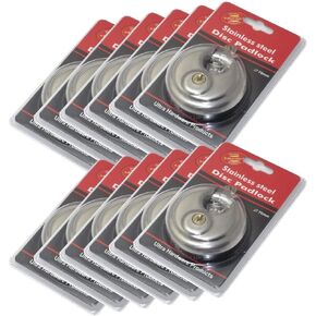 12 Pack Round Padlock with Shielded Shackle, 2-3/4-Inch, Stainless Steel Steel Armor for Trailer Storage Truck Wholesale Bulk Lot Keyed Different