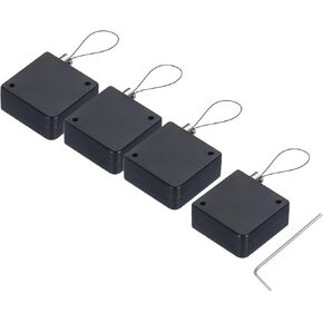 MECCANIXITY Retractable Cable Lock with Double-Sided Adhesive Remote Control Security Lock for TV, DVD,Showroom,Remote,600g 4Set Black
