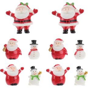 Operitacx 10 Pcs Christmas Miniatures for Crafts, Mini Resin Figurines Christmas Figurines Desktop Ornaments, Miniature Christmas Ornaments for Garden Doll House Decoration