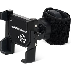 2thpart CNC Machining Alloy Golf Cart Phone Holder All-Round Protection Magnetic Phone Holder Mount with Velcro, Compatible with iPhone/Galaxy/Google Pixel etc, Black