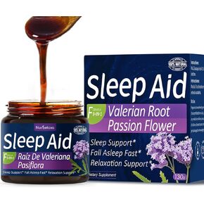Valerian Root Sleep Aid Syrup, Passion Flower, Hibiscus, Chamomile, Soursop Leaves for Better Sleep, Nature Herbal Extract Liquid for Sleep Support, Reduce Tension, Relaxing. 130g