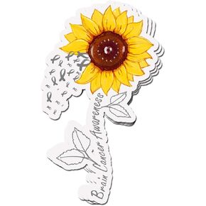 3 PCs Stickers Sunflower Brain Cancer Awareness 4 × 3 Inch Die-Cut Decals for Laptop Window
