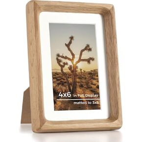 11x14 Picture Frame USA-Sourced Natural Teak Solid Wood Photo Frame Handcrafted Rounded Corner Wodden Frame with Real Glass Display Photos 8x10 with Mat or 11x14 Without Mat