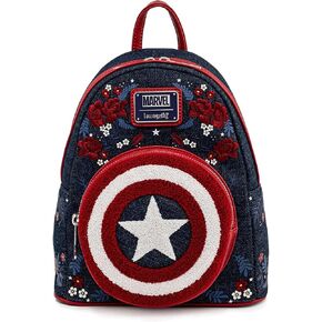 Loungefly Marvel Captain America 80th Anniversay Shield Womens Double Strap Shoulder Bag Purse