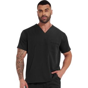 Scrubs Top for Men - Stretch V-Neck Scrub with 1 Pockets Surgical for Nurse, Dentist, Vets, Team Workwear