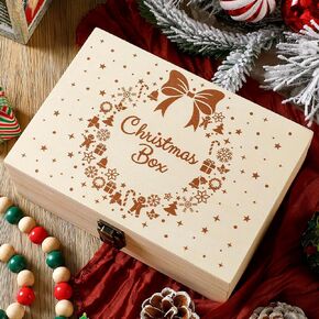 Christmas Wooden Keepsake Box Christmas Gift Box Xmas Santa Box Christmas Box Night Before Christmas Christmas Santa Gift Box Wooden Keepsake Storage with Lid Christmas Party Favor