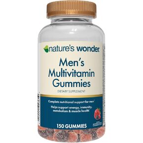 Nature's Wonder Men's Multivitamin Gummies, Supports Immune Health, Energy, Metabolism and Muscles with Vitamins A,C,D,B6,B12, 75 Day Supply, 150 Count