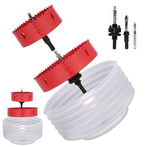 4 Inch/102 mm & 6 Inch/152 mm Hole Saw with Arbor for Recessed Lighting Includes Dust Bowl for 95% Dust Collection, 1.4 inch Cutting Depth HSS Bi-Metal Hole Saw Kit for Wood, Drywall, Metal