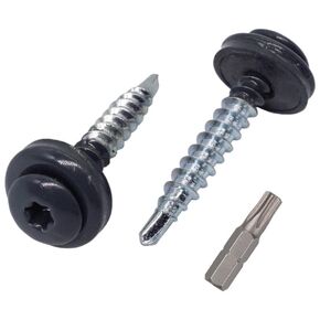 (Pack of 30) Metal Roofing Screws Torx 3/16"" x 1-3/8"" (4.8 x 35 mm) Painted Self-Drilling Screws with EPDM Washers, Tapping Screw, Anthracite Grey RAL 7016