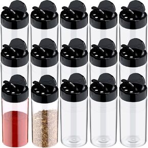 40 Pack Plastic Spice Jar with Shaker Plastic Seasoning Containers 3.5 oz Plastic Spice Container with Black Plastic Lids Plastic Seasoning Jars Spice Jars for Kitchen Storing Powder Spice Containers