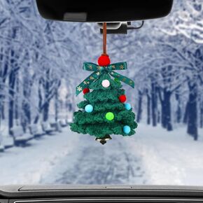Car Christmas Decorations Hanging Crochet Mini Christmas Tree Pendant Car Interior Decor Women Car Accessories Interior Cotton Yarn Crochet Christmas Ornaments for Xmas Car Mirror Rearview