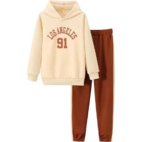 Girls 2 Piece Outfits Hoodie Sweatsuit Fall Winter Clothes Sweatshirt and Jogger Sweatpants Tween Clothing Sets