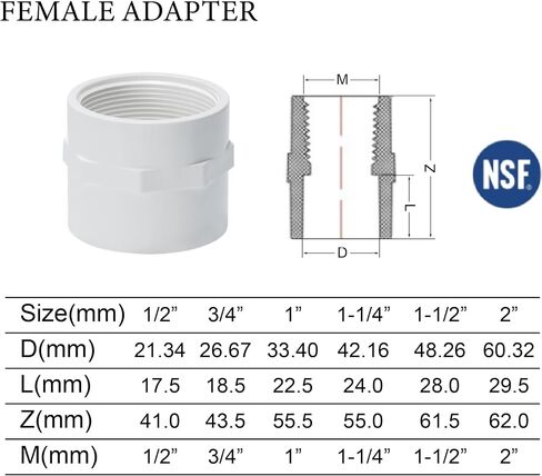 PVC Female Thread Adaptor 4PCS(1 1/2 Inch) in Saudi Arabia