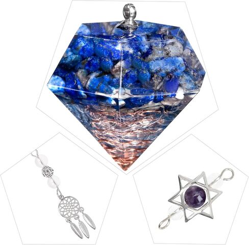 Rockcloud Stone Pendulum for Dowsing Divitation Meditation Reiki Healing Energy Balancing with Dream Catcher, Amethyst Crystal in Kuwait