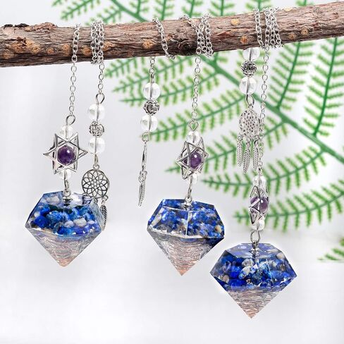 Rockcloud Stone Pendulum for Dowsing Divitation Meditation Reiki Healing Energy Balancing with Dream Catcher, Amethyst Crystal in Kuwait