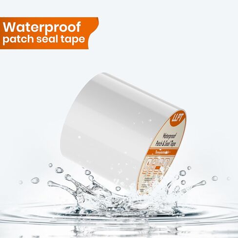 LLPT Waterproof Patch and Seal Tape 4" x 13 Ft Extra Thick Adhesive Layer UV Resistant Backing Permanent Bond Instant Seals for Repairing Gaps Holes Cracks Tears White (PST62110WT4) in Kuwait