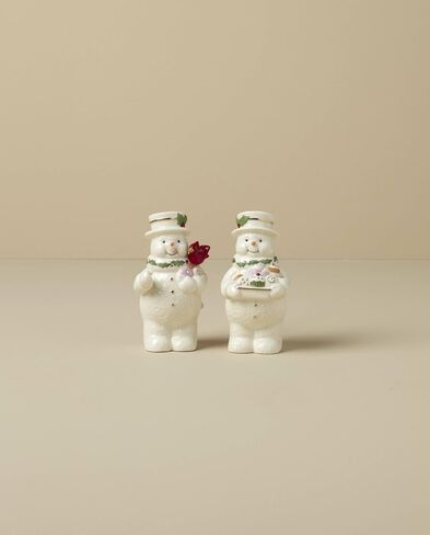 Lenox Happy Holly Days Snowmen Salt & Pepper Set, 2 Count, Ivory in Saudi Arabia