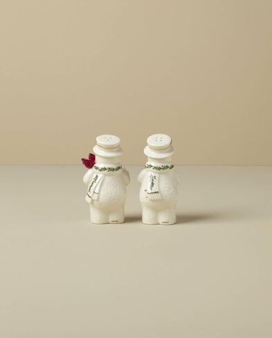 Lenox Happy Holly Days Snowmen Salt & Pepper Set, 2 Count, Ivory in Saudi Arabia