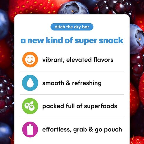 Noka Superfood Fruit Smoothie Pouches, Super Berry with Immune Support, Healthy Snacks with Elderberry, Flax Seed, Plant Protein, and Prebiotic Fiber, Gluten Free and Vegan, 4.22 oz, 12 Count in Saudi Arabia