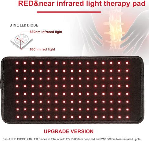 Red Light Therapy Belt with Timer, Near & Infrared Light Therapy Device Portable Wrap for Body Back Knee Joint Muscle Pain Relief and Dogs in Saudi Arabia