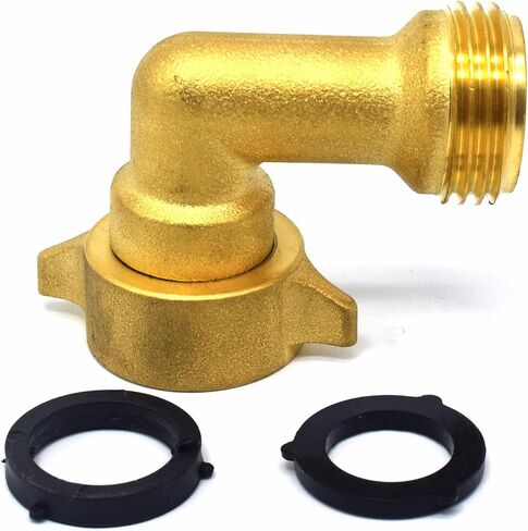 90 Degree Garden Hose Connector with Shut Off Valve Hose Elbow,3/4" Swivel Solid Brass Connector Pipe Fittings Hose Elbow Connector for RV Water Hose Intake Hose Adapter in Saudi Arabia