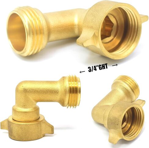 90 Degree Garden Hose Connector with Shut Off Valve Hose Elbow,3/4" Swivel Solid Brass Connector Pipe Fittings Hose Elbow Connector for RV Water Hose Intake Hose Adapter in Saudi Arabia